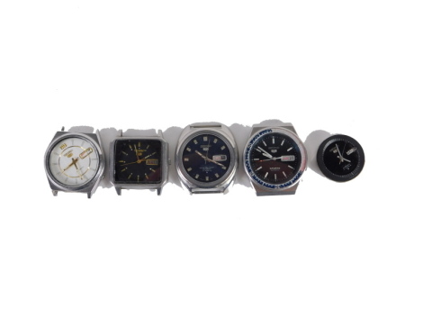 Various Seiko watch heads, to include one with Pepsi style bezel, 3cm diameter dial with baton pointers and numerals, with date aperture, quantity of other Seiko watch heads. (5, AF)