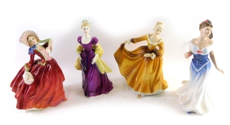 Four various Royal Doulton figures, to include Kirsty, HN2381, printed marks beneath, 21cm high, etc. (4)