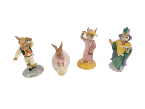 Various Royal Doulton Bunnykins figures, Morris Dance Bunnykins, 12cm high, etc., printed marks beneath. (4)