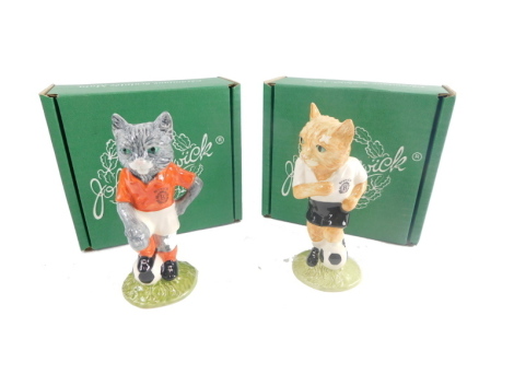 A Beswick The Footballing Felines Collection figure Dribble, number 125/1500, 16cm high, and another Kitcat, number 609/1500, printed marks beneath. (2, boxed)