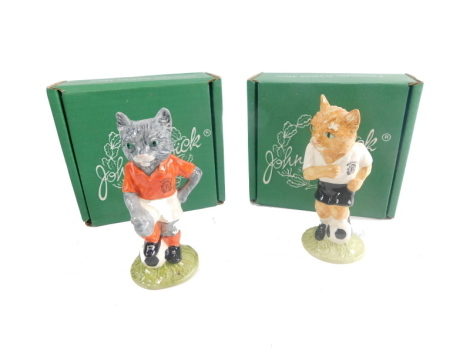 A Beswick The Footballing Felines Collection figure Dribble, number 167/1500, 15cm high, and another, Kitcat. (2, boxed)