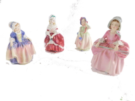 Four Royal Doulton figures, etc., Babie, HN1679, 13cm high, Peggy, Dinky Do, and Bopeep. (4)