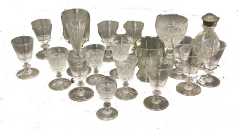 Various 19thC and other drinking glasses, ale glass, 17cm high, various cut glass and other drinking glasses, some crystal, etc. (a quantity)