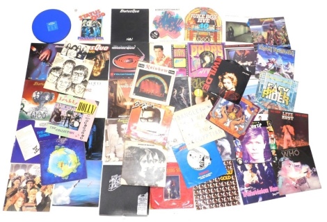 Various records, modern and others, Status Quo, blue tin box set, others, Never Too Late, Whatever You Want, If You Can't Stand The Heat, a quantity of other modern music, Elvis Presley, The Doors, various Steppenwolf Gold, Deep Purple, The Beatles, Trans