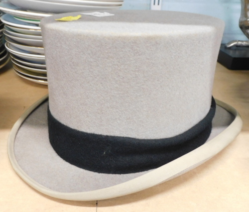 A grey top hat.