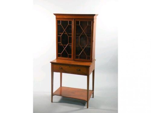 A 19thC satinwood and kingwood cross banded cabinet