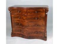 A Victorian mahogany serpentine fronted chest of two short and three long