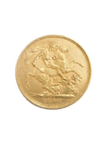 An Edward VII gold full sovereign, 1904.