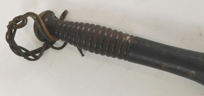 A Victorian painted truncheon, marked VR surmounted by a crown, with South Holland crest, with turned handle and leather strap, 45cm long. - 3