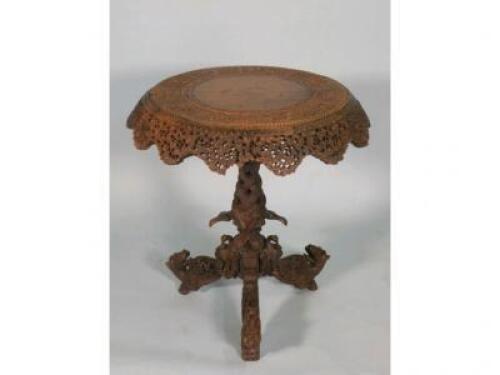 A 19thC Burmese hardwood occasional table