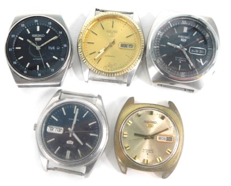 Various Seiko watch heads, part watches, etc., to include a Seiko automatic watch head, with 3cm diameter dial, with baton pointers and numerals, various other Seiko part watch heads, etc. (a quantity, AF)