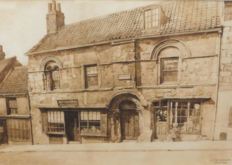 G. Nicholson (19thC). Jews House, Lincoln, wash, signed and marked DELT 1905, possibly an architect, 32cm x 43cm.