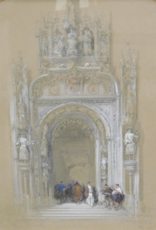 Ferdinand and Isabella Granada (19thC). Chapel, watercolour, titled and dated 1833, 34cm x 25cm.