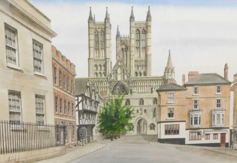 M. J. Neale (20thC). Lincoln Cathedral from Castle Square, watercolour, signed and titled, 36cm x 56cm.