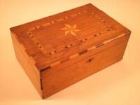 A Victorian mahogany rosewood and marquetry work box