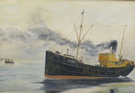 J. R. Chilvers (20thC). Lincoln City steam boat GY464, on calm waters, oil on canvas, signed, 51cm x 75cm.