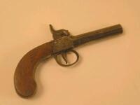 A 19thC box-lock pocket pistol with a walnut handle and tapering barrel