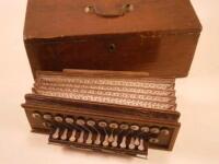 A late 19thC / early 20thC rosewood and boxwood strung accordion with mother of pearl keys