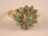 A 9ct gold dress ring set with turquoise