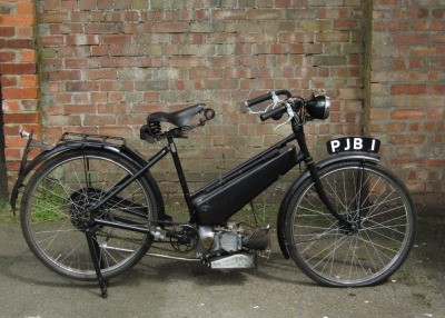 A motorised bicycle, with Villiers Deluxe Junior engine.