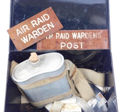 A World War II ARP first aid tin, cigarette cars, bandages, door signs, etc. - 3