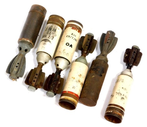 A selection of British Army mortar rounds.