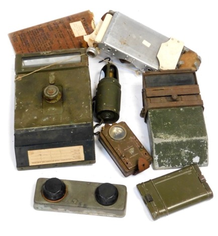 Various items of militaria, to include tank periscopes, torch, gun cleaning kit, etc.