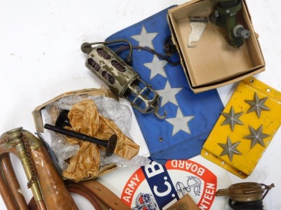 Various items of militaria, to include inspection lamps, bugle, military vehicles parts, etc. - 3