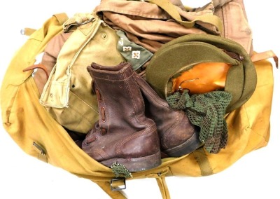 A quantity of military re-enactor's uniform and equipment.