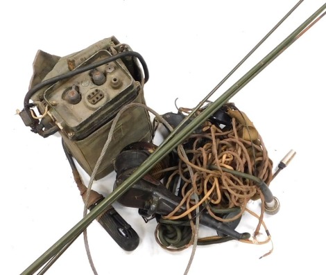 A British Army radio set, with associated headphones, etc.