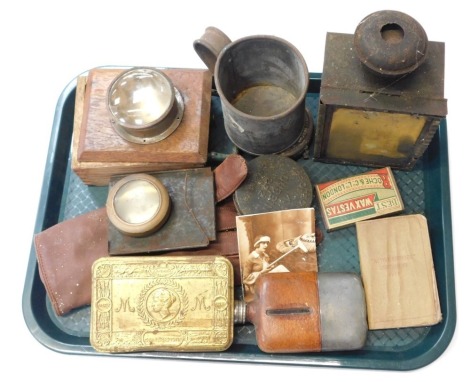 A selection of World War I period items, to include Princess Mary's Christmas gift tins, 1917 Active Service testament, etc.