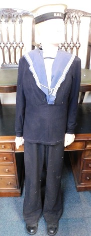 A mannequin wearing Naval uniform.