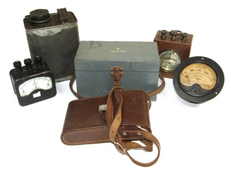 A replacement bulb case 5G/311, Kodak folding camera, voltmeters, and oil can. (6)