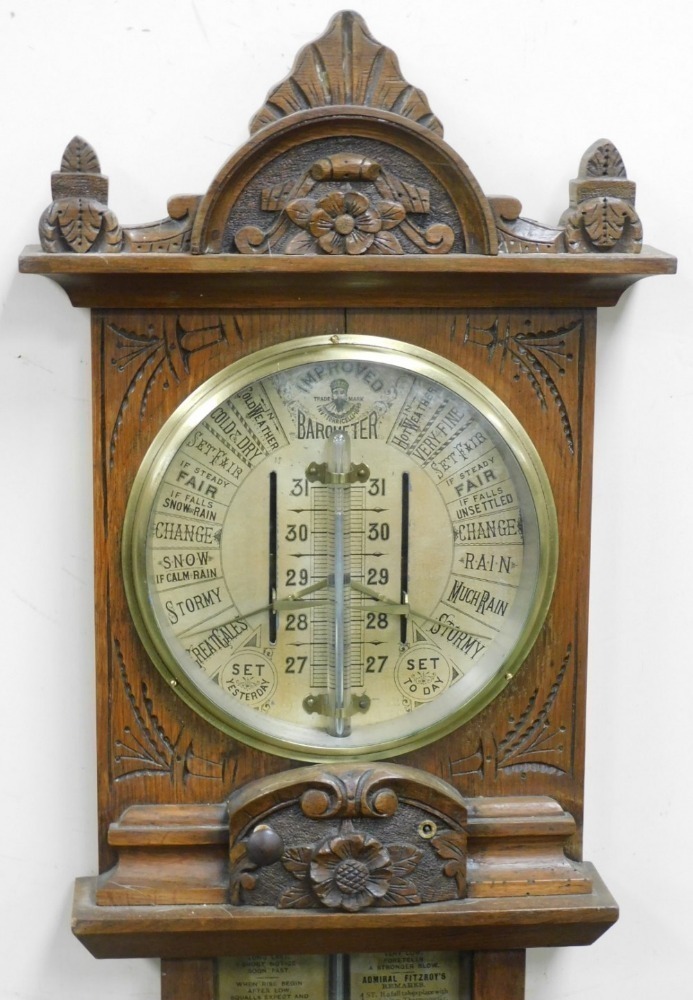 Young Barometer A Victorian oak cased Admiral Fitzroy's barometer, with Improved ...