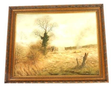 Anthony Meadows (early 20thC School). Hedging, oil on canvas, signed, 34cm x 41.5cm.