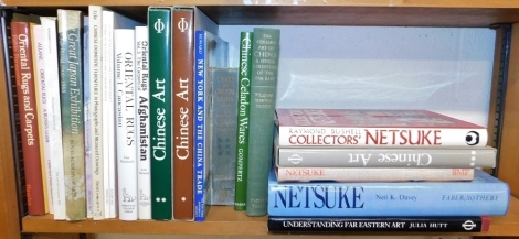 A group of reference books relating to Oriental art, to include Davey (Neil K) Netsuke, The Ceramic Art of China and Other Countries of the Far East, Chinese Celadon Wares, Oriental Rugs and Carpets, Royal Academy of Arts The Great Japan Exhibition, Art o