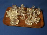 Two Swarovski crystal swans and other crystal animals etc