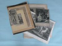 A folder containing numerous 18thC and 19thC prints to include Hogarth