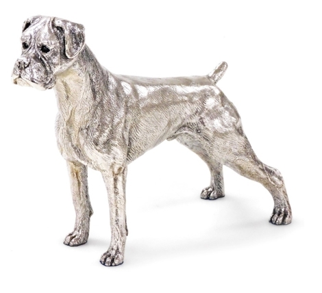 An Elizabeth II silver figure modelled as a Boxer, in standing position, filled, Birmingham 1998, 11cm high.