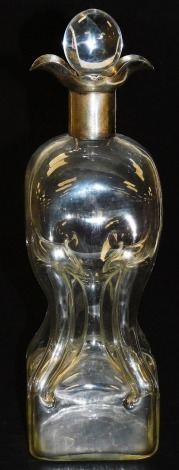 A George VI cut glass Haig London decanter with silver collar, of hour glass form with stopper, Birmingham 1938, 31cm high.