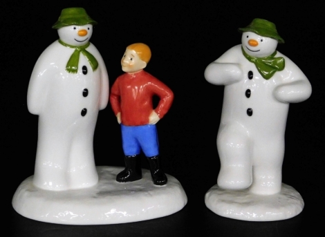 Two Coalport Characters porcelain The Snowman figures, comprising Magical Moment, and All My Own Work, both boxed.