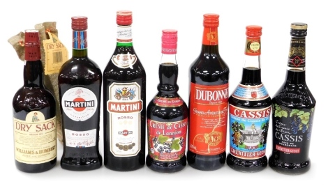 Various alcohol, to include Martini, Creme de Cassis, sherry, etc.