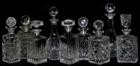 A group of cut glass decanters, including Royal Crystal Rock, Imperial Estate, etc. (9)