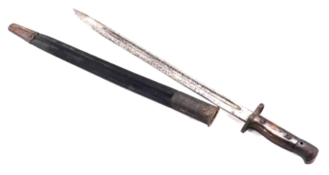 A 1907 patent bayonet, by Wilkinson, GR proof mark, with scabbard.