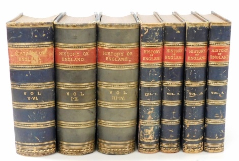 Books. Cassell's Illustrated History of England, new and revised edition, 10 vols in 7, gilt tooled blue half Morocco, published by Cassell Petter Galpin and Co, London.