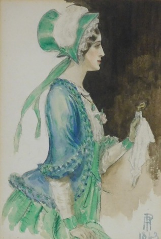 Percy Anderson (1851-1928). Study of a theatrical costume design, watercolour, initialled, 24.5cm x 17cm.