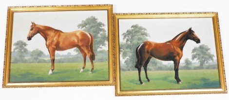 Roulstone (20thC School). Two equestrian studies, oil on board, each signed and dated 67, 37cm x 49cm.