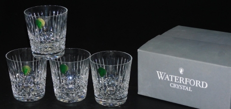 A set of four Waterford Crystal Tramore pattern whisky tumblers, boxed.