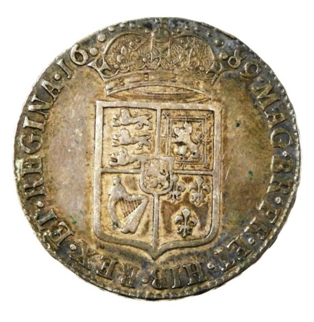 A William and Mary half crown, 1689.