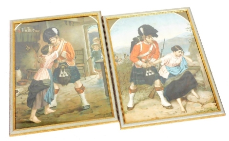 Two late 19thC Pears prints, of the Soldiers Farewell and the Soldiers Return, 63cm x 47cm.